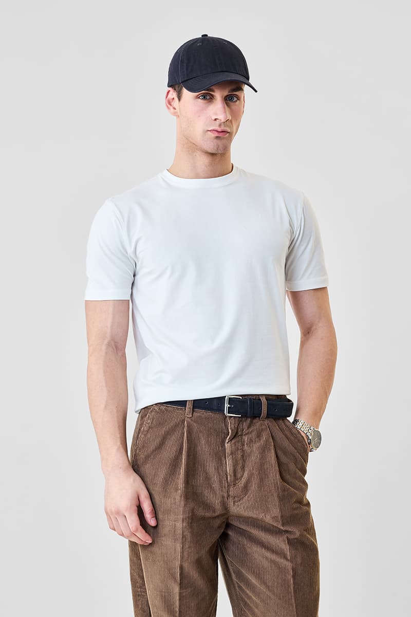 Men's White Casual Solid Round Neck Half Sleeves Tshirt