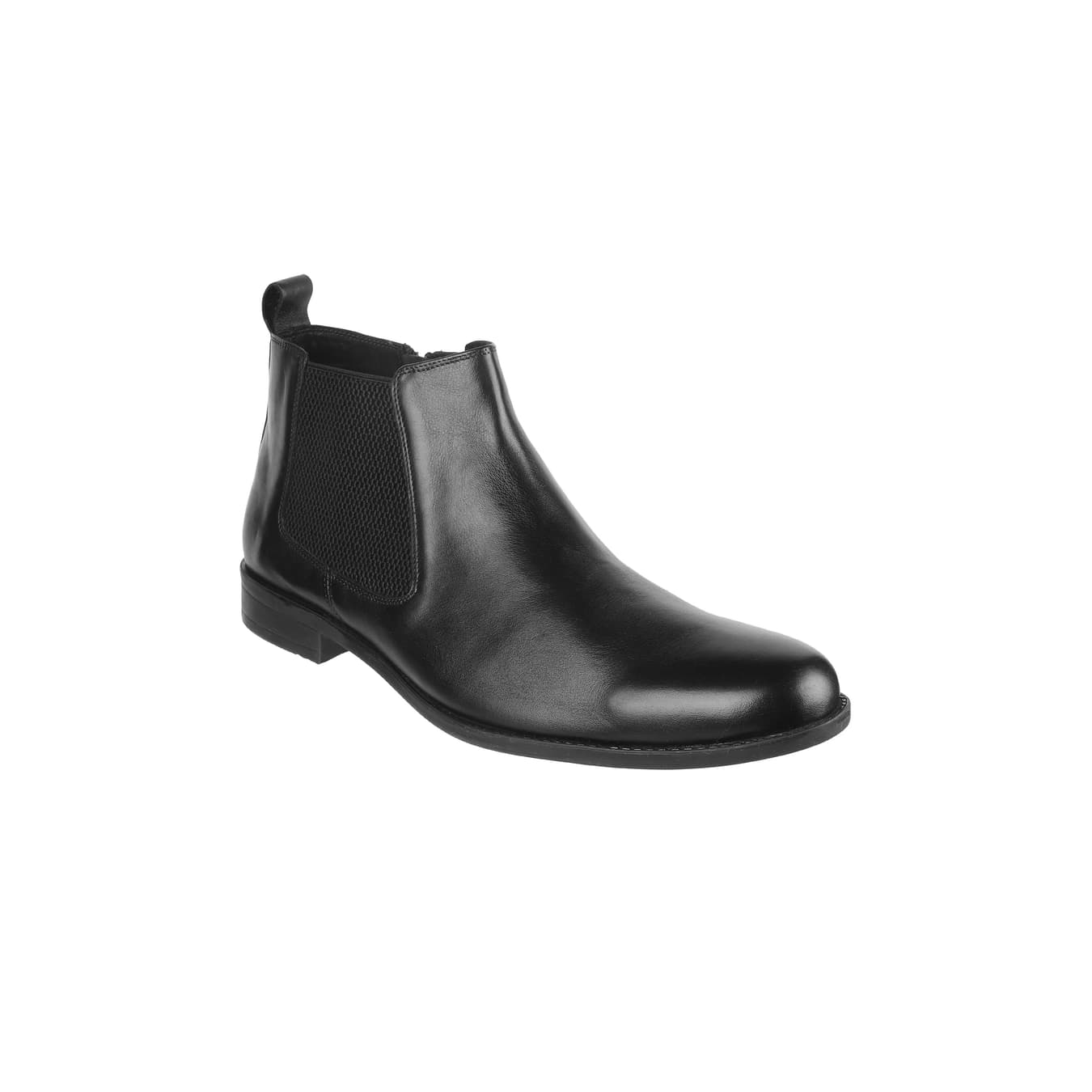 Men's Black Formal Round Toe Leather Boots
