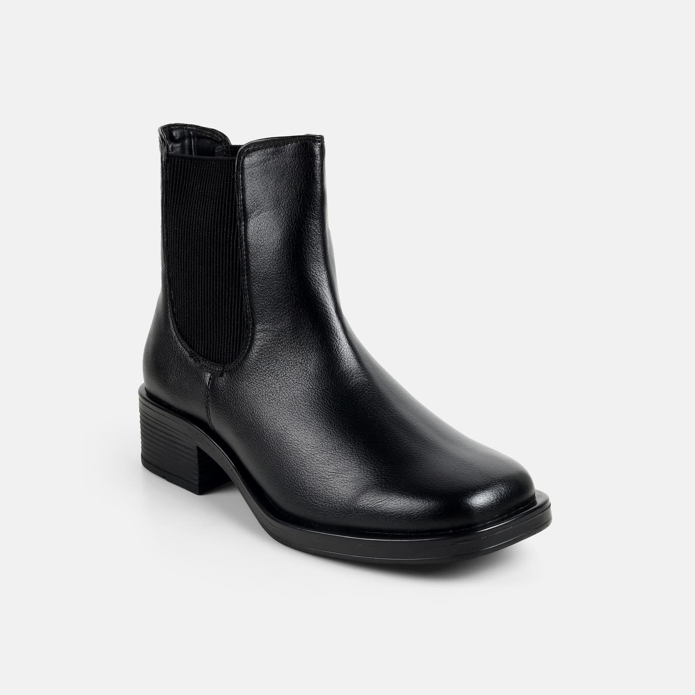 Women's Black Casual Round Toe Synthetic Boots
