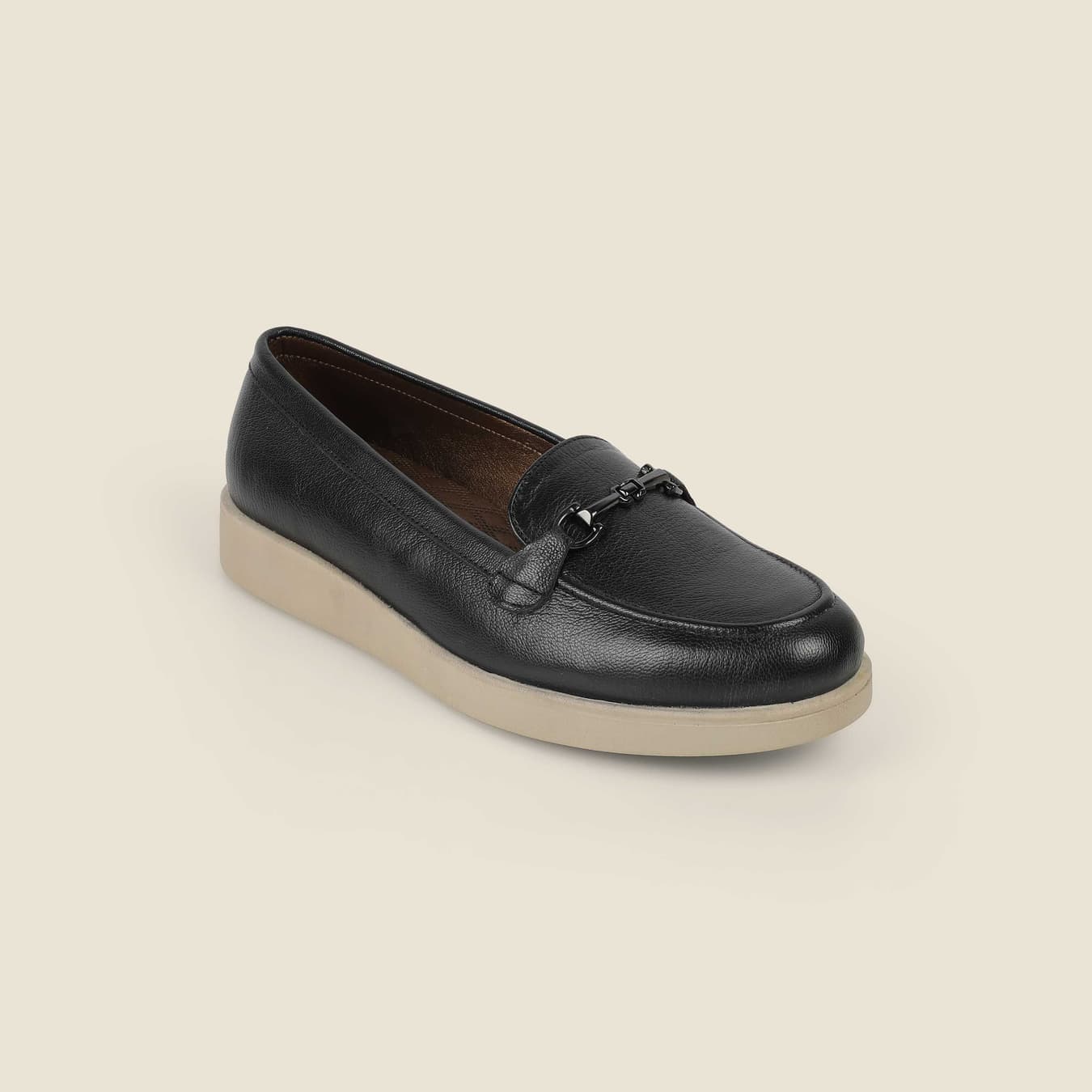 Women's Black Casual Round Toe Synthetic Flats