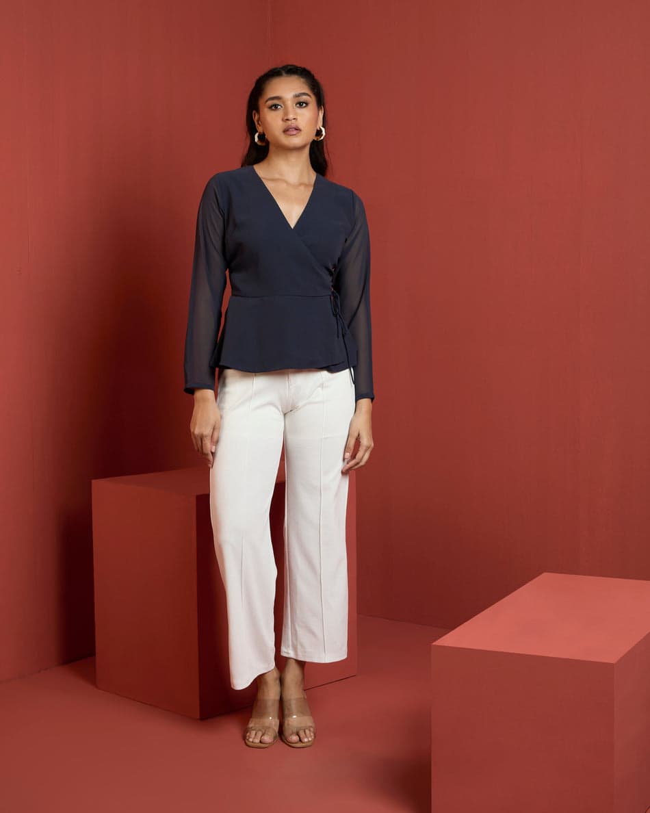 Women's White Casual Regular Length June Straight Fit Trouser