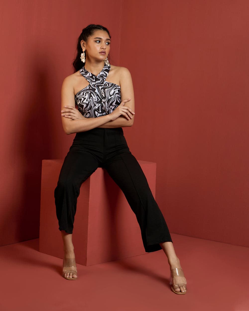 Women's Black Casual Regular Length June Straight Fit Trouser