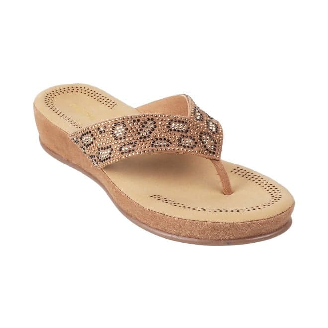 Women's Gold Casual Round Toe Synthetic Sandals
