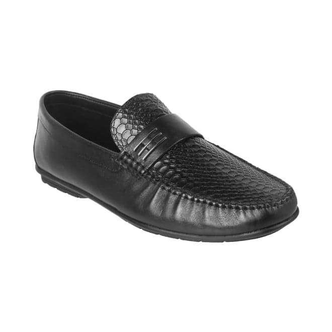 Men's Black Casual Round Toe Leather Casual Shoes