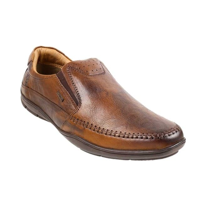 Men's Tan Casual Round Toe Leather Casual Shoes