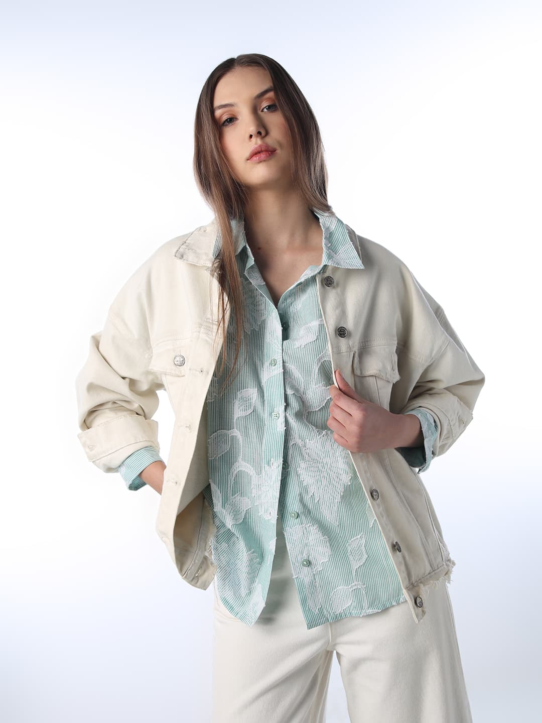 Women's Green Casual Floral Full Sleeves Shirt