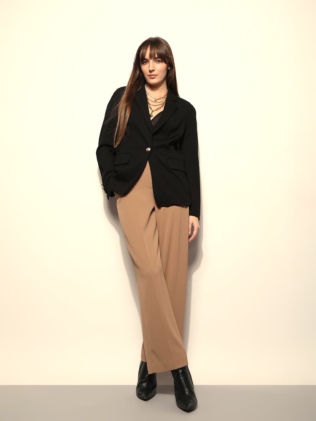 Women Brown Casual Solid Straight Fit Trouser