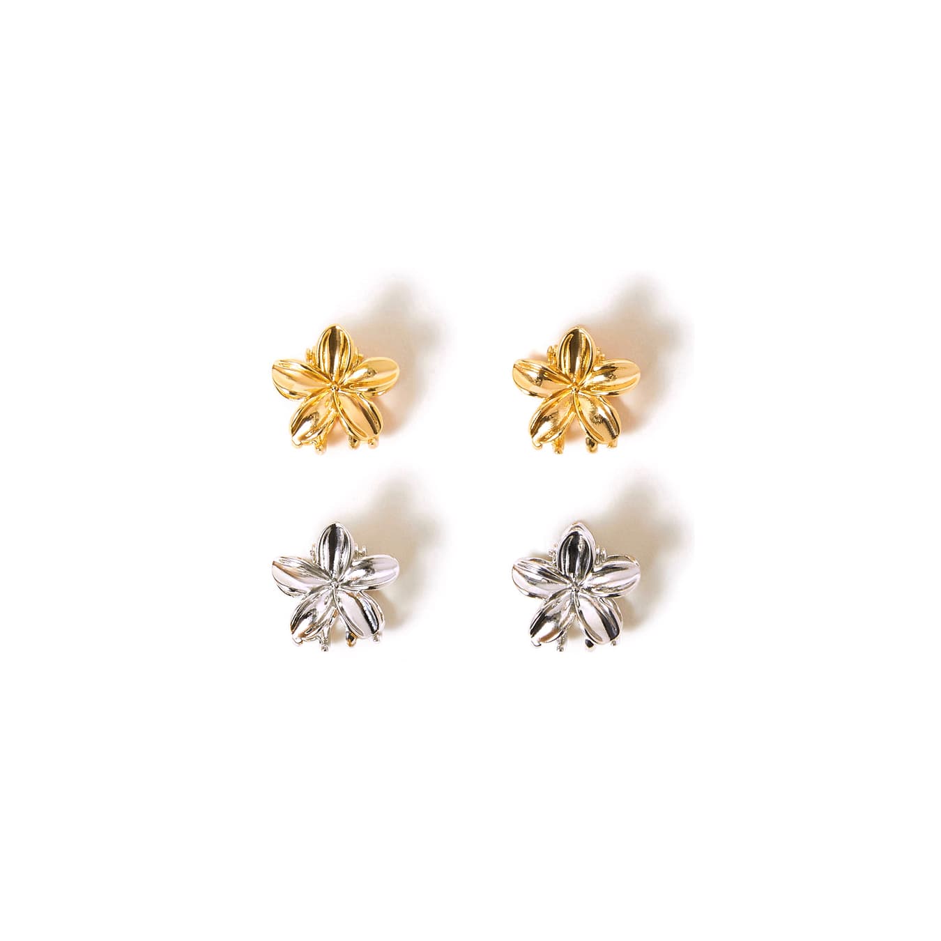 Women's Multicolor Mini Metal Flower Claw Clips Pack of 4