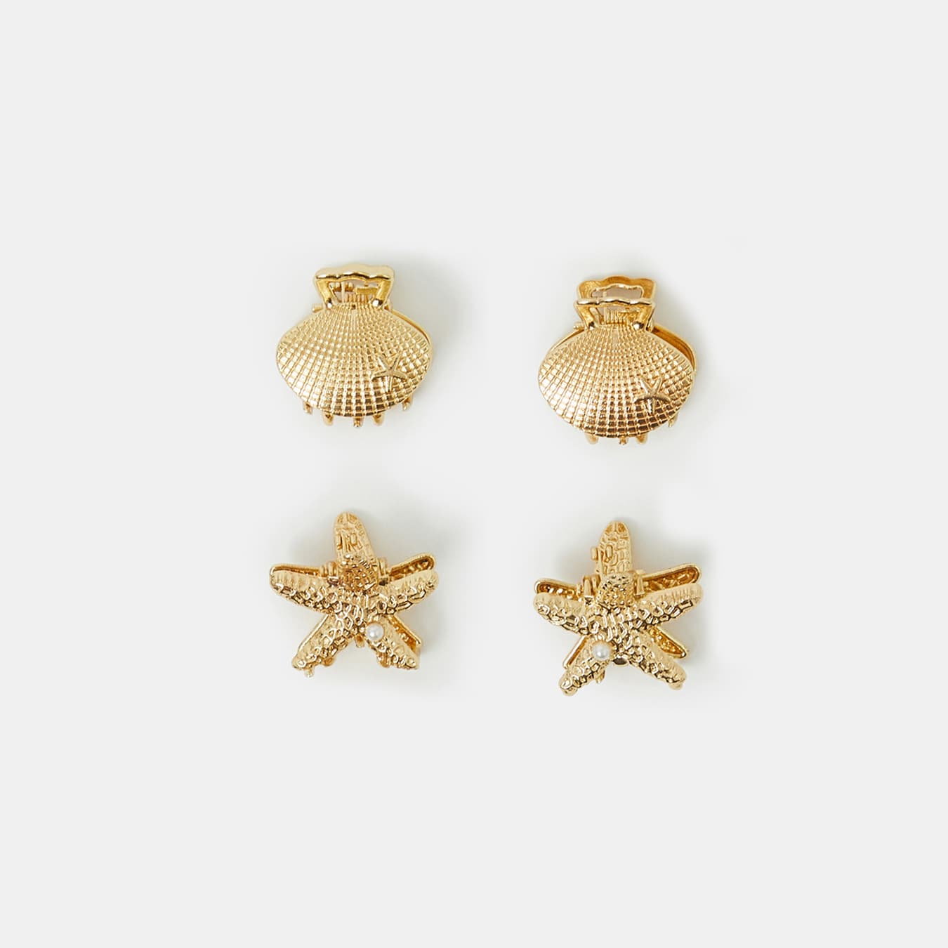 Women's Gold Mini Shell Claw Clips Set of 4