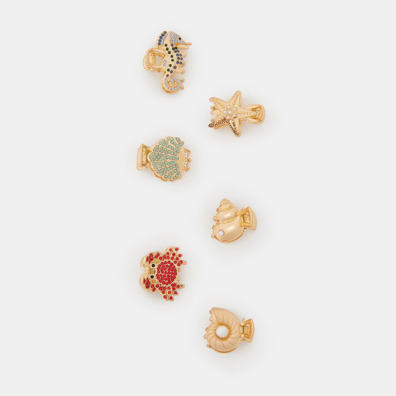 Women's Multicolor Mini Under The Sea Claw Clips Pack of 6