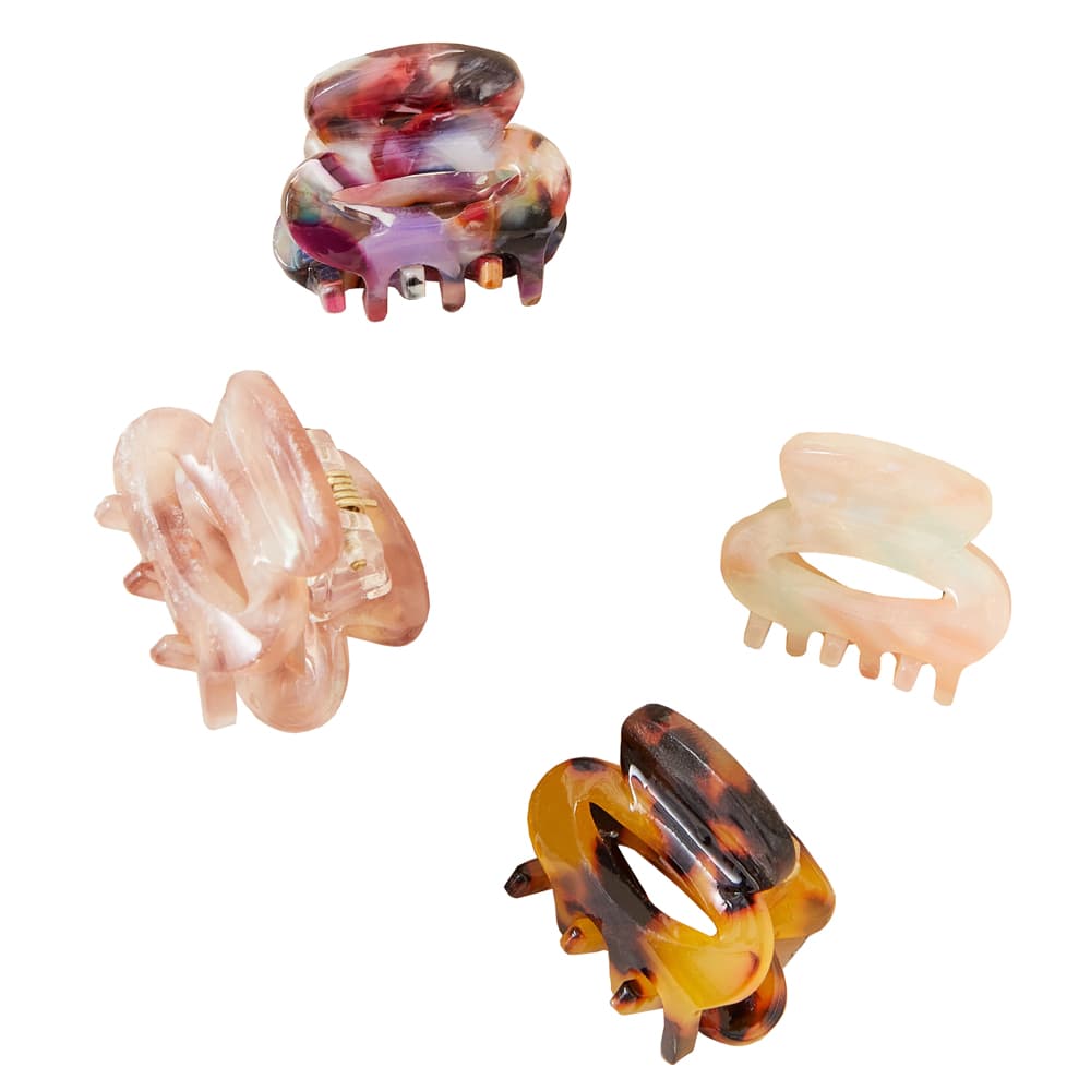 Women's Multicolor Mini Oval Resin Claw Clips Pack of 4