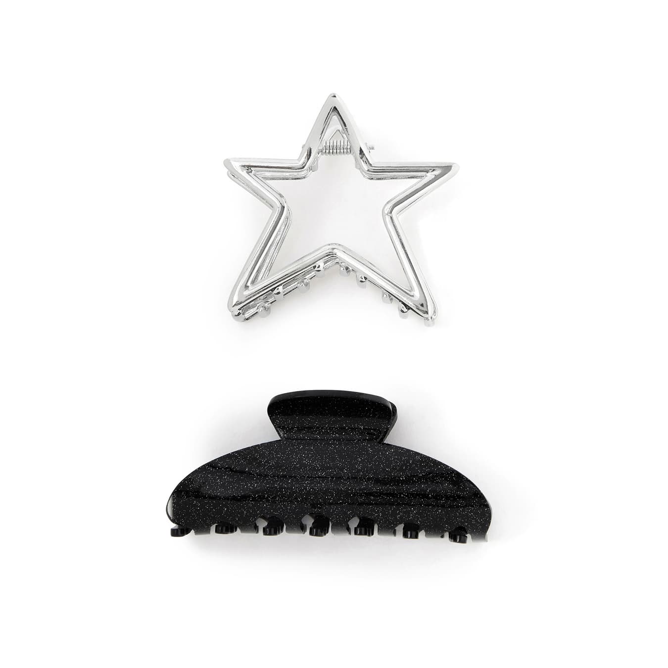 Women's Multicolor Glittery Star Hair Claw Clips Set of 2