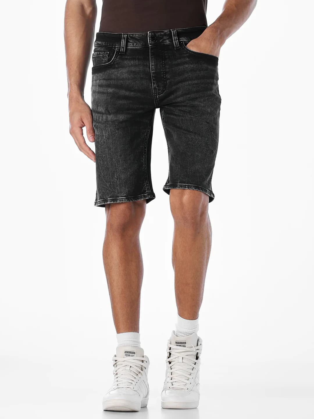 Men's Black Casual Regular Fit Low Rise Clean Look Shorts