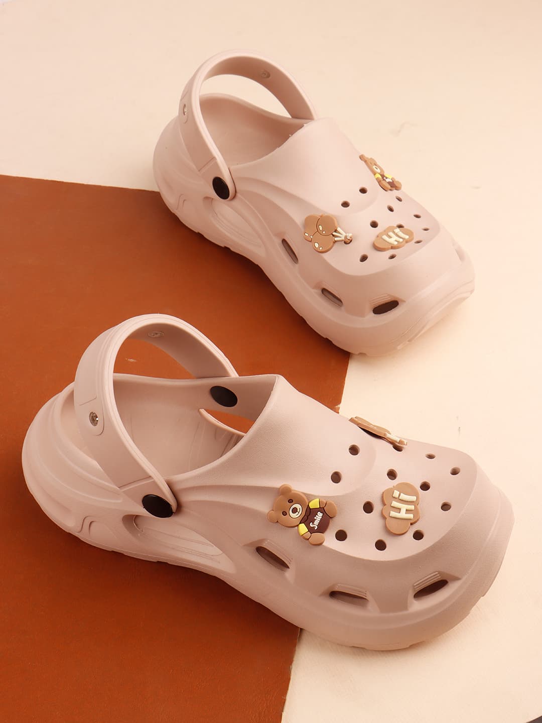 Women's Beige Playful Character Comfortable Clogs