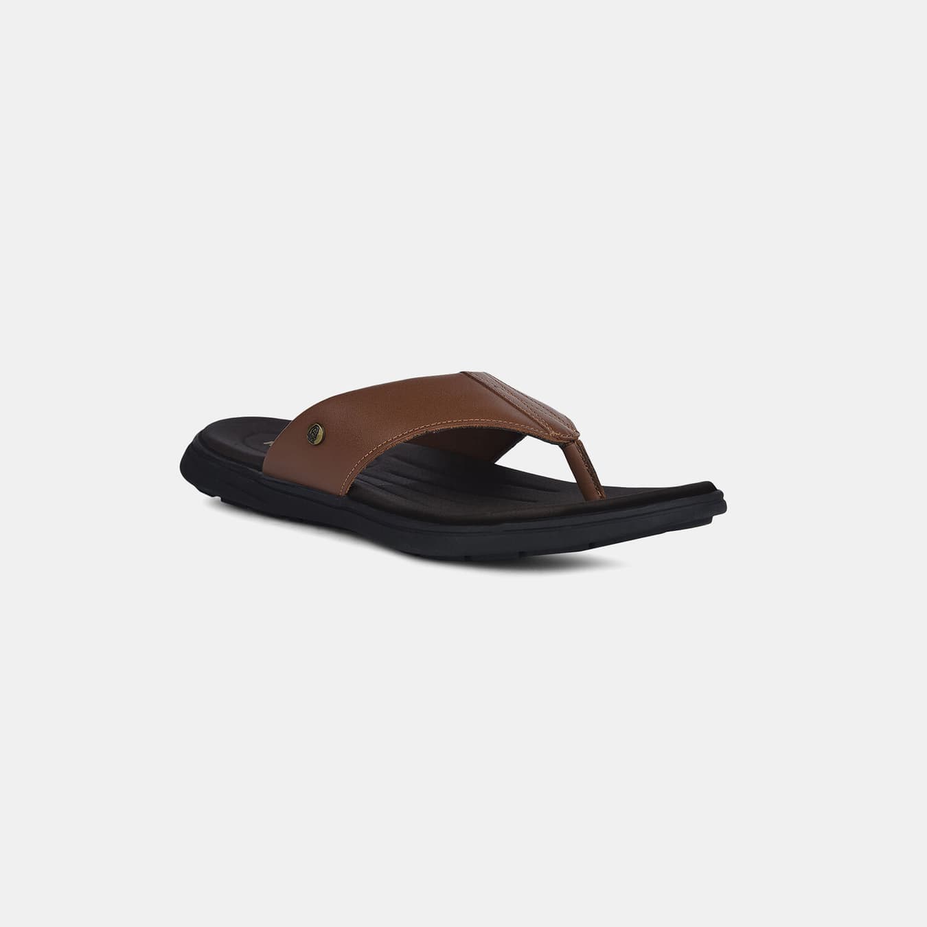 Men's Tan Casual Leather Flip-Flops