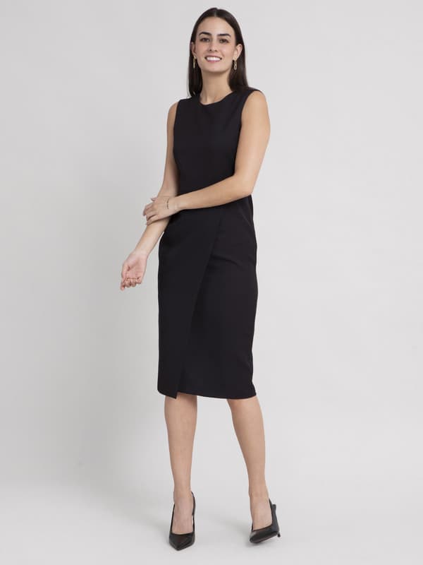 Women's Black Formal Sheath Midi Dress