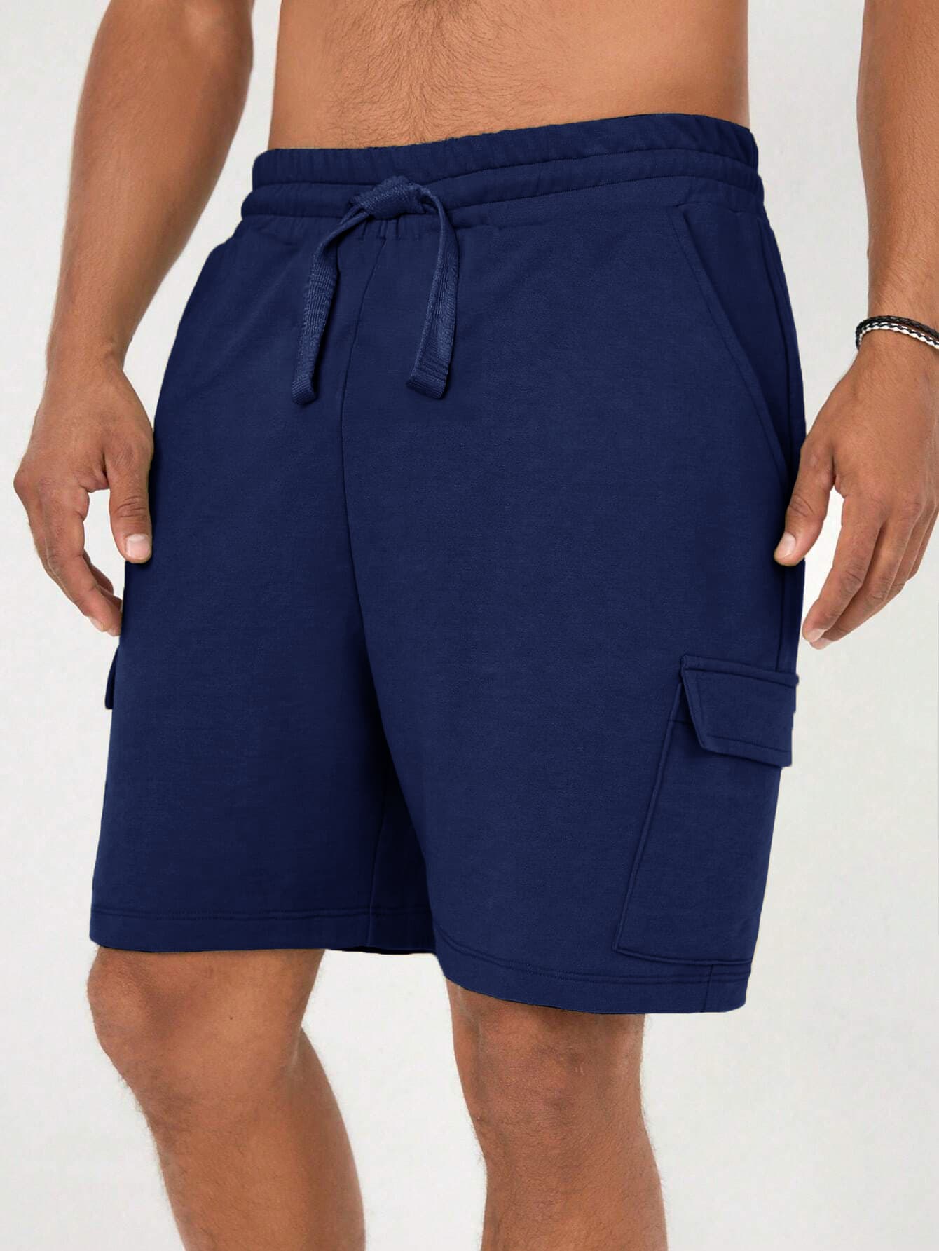 Men's Navy Casual Baggy Fit Mid Rise Shorts