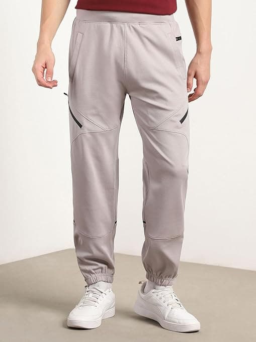 Men's Grey Casual Straight Fit Mid Rise Jogger