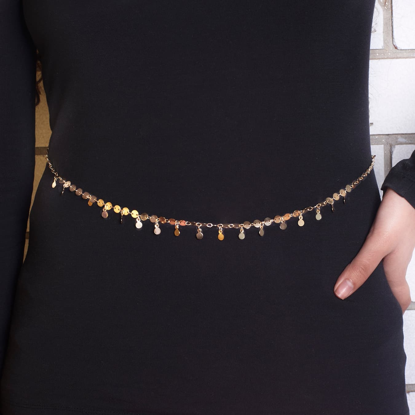 Women's Gold Casual Sleek Curve Waist Chain