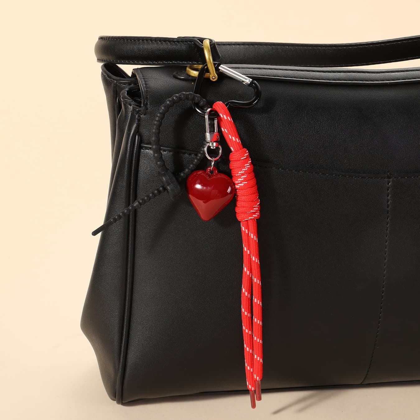 Women's Glossy Red Heart Bag Charm