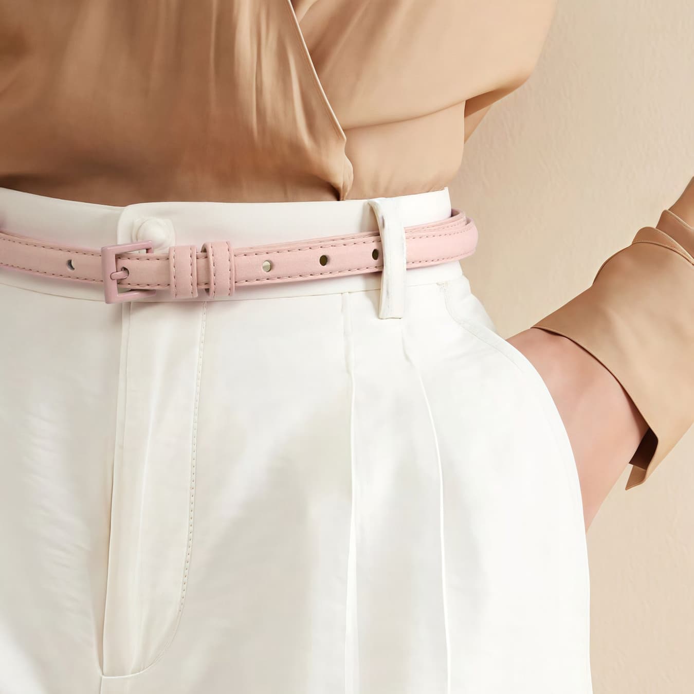 Women's Pink Pastel Bubblegum PU Belt