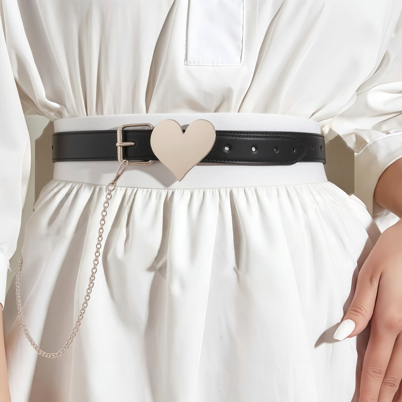 Women's Black Midnight Heart Tassel Waist Accessory Belt