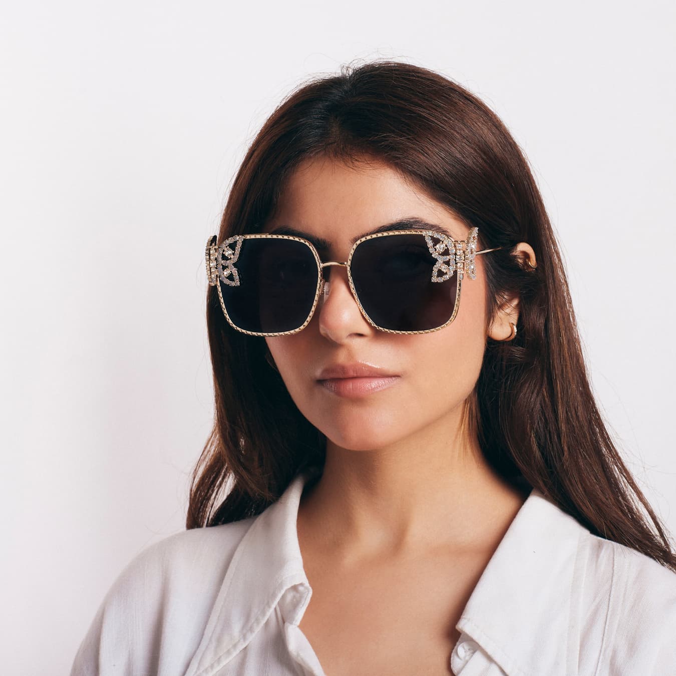 Women's Black Smart Casual Luxury Butterfly Square Sunglasses