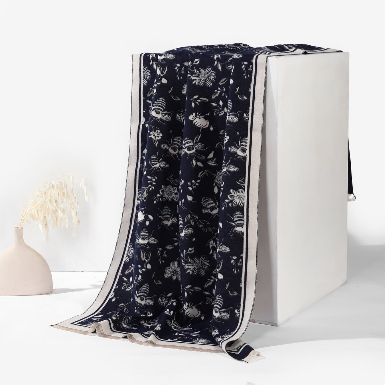 Women's Navy Casual HoneyGarden Luxe Reversible Shawl