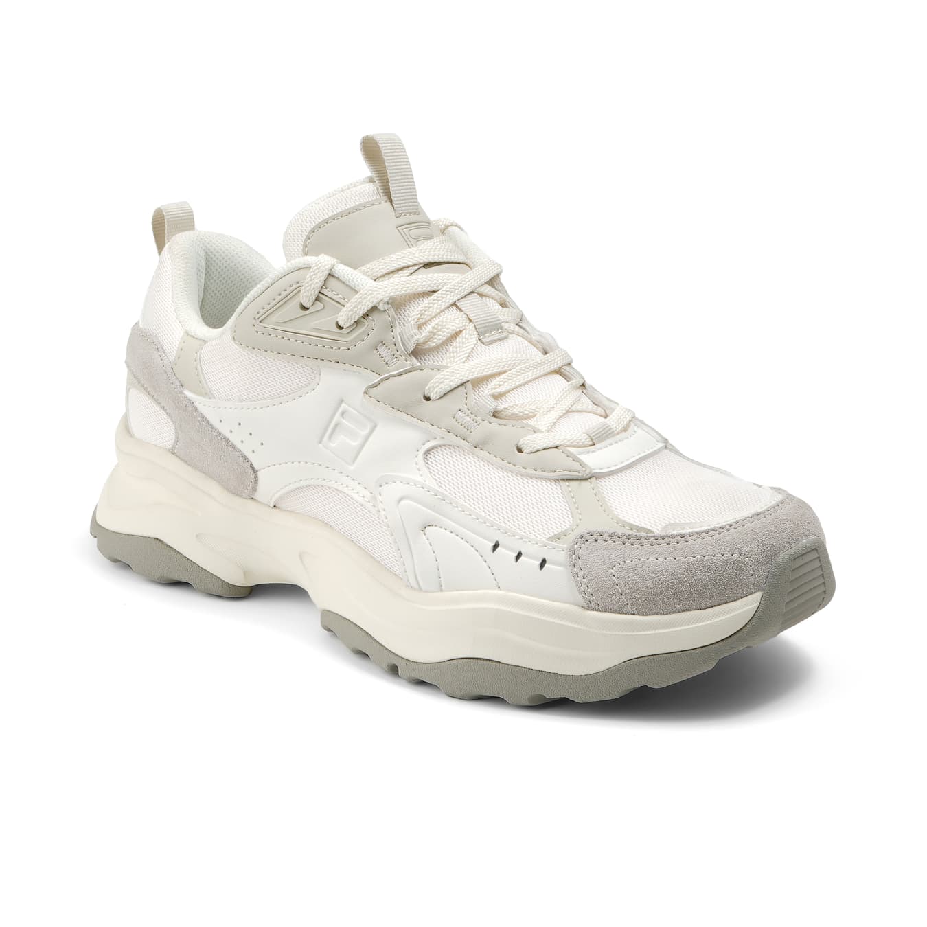 Women's Off White Casual Round Toe Lace-Up Sneakers