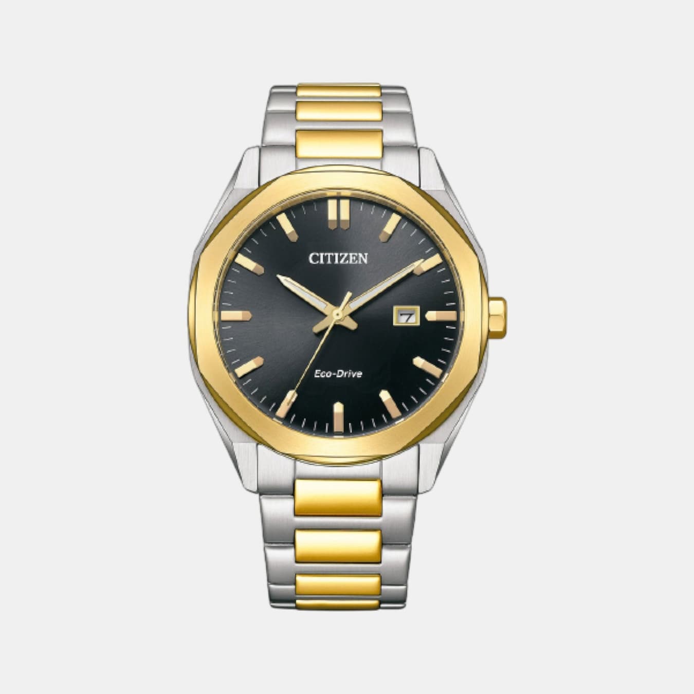 Eco-Drive Men's Eco-Drive Black Dial Analog Stainless Steel Watch BM7604-80E