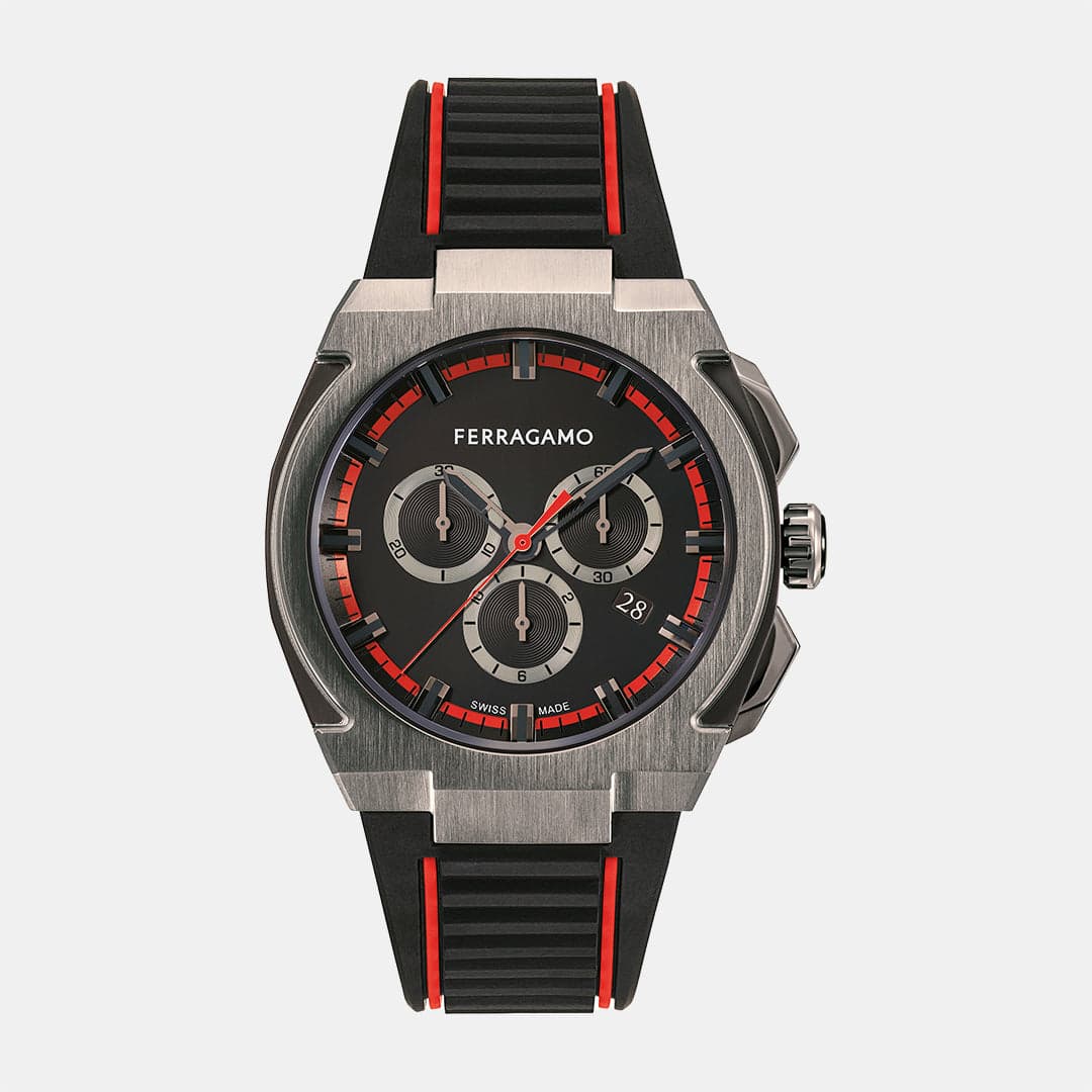 K2-Supreme Chrono 43Mm-Fw Men's Quartz Black Dial Chronograph Silicone Watch SFK200323