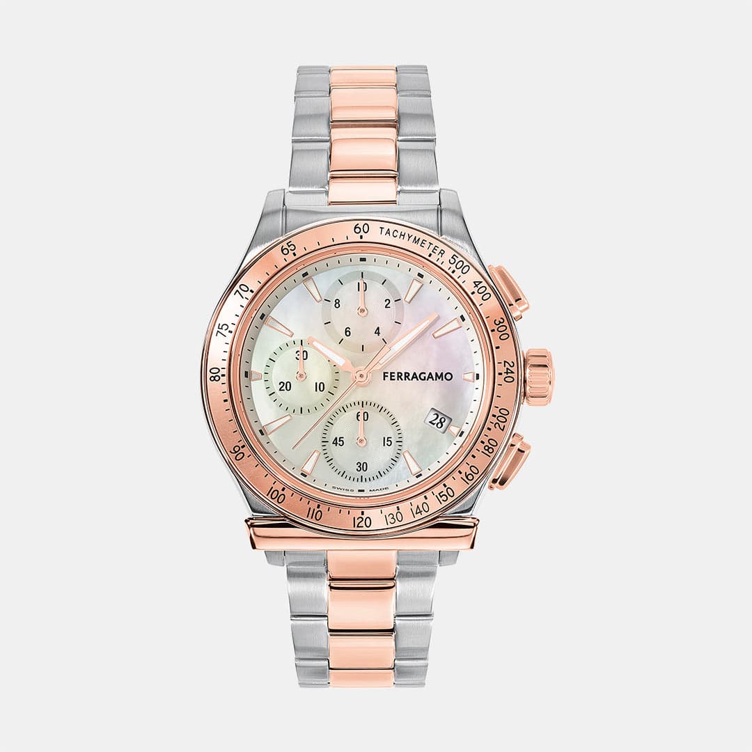 Kw-1927 Chrono Lady 38Mm- Unisex Quartz White Dial Chronograph Stainless Steel Watch SFKW00423