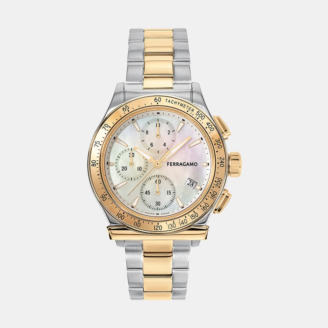 Kw-1927 Chrono Lady 38Mm- Unisex Quartz White Dial Chronograph Stainless Steel Watch SFKW00323