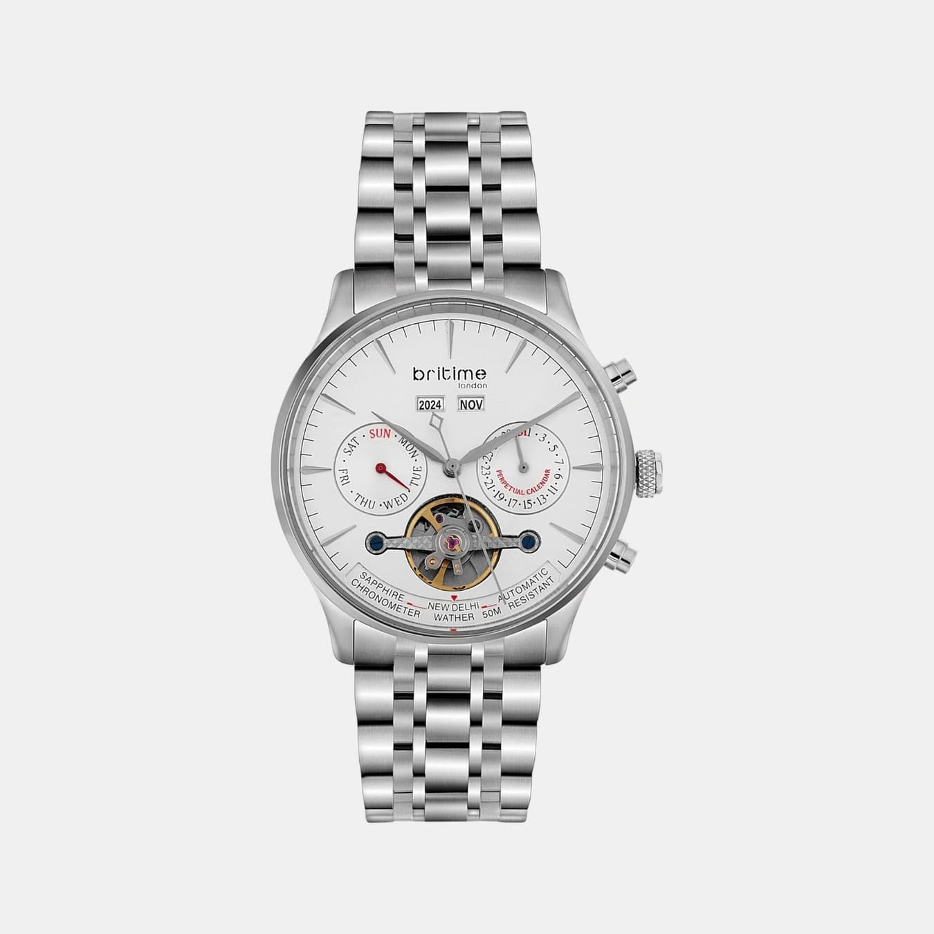 Celestial Men's Automatic Silver Dial Chronograph Metal Watch 867-M10301