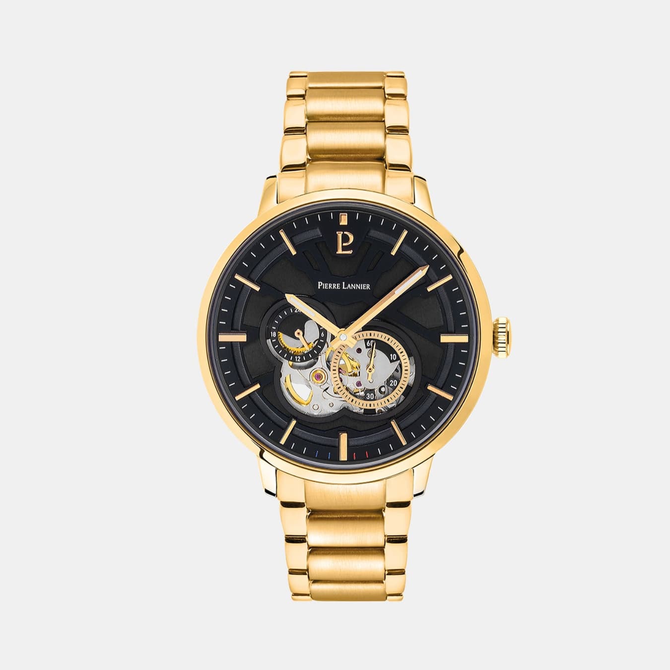 Trio Men's Automatic Black Dial Analog Stainless Steel Watch 333D032