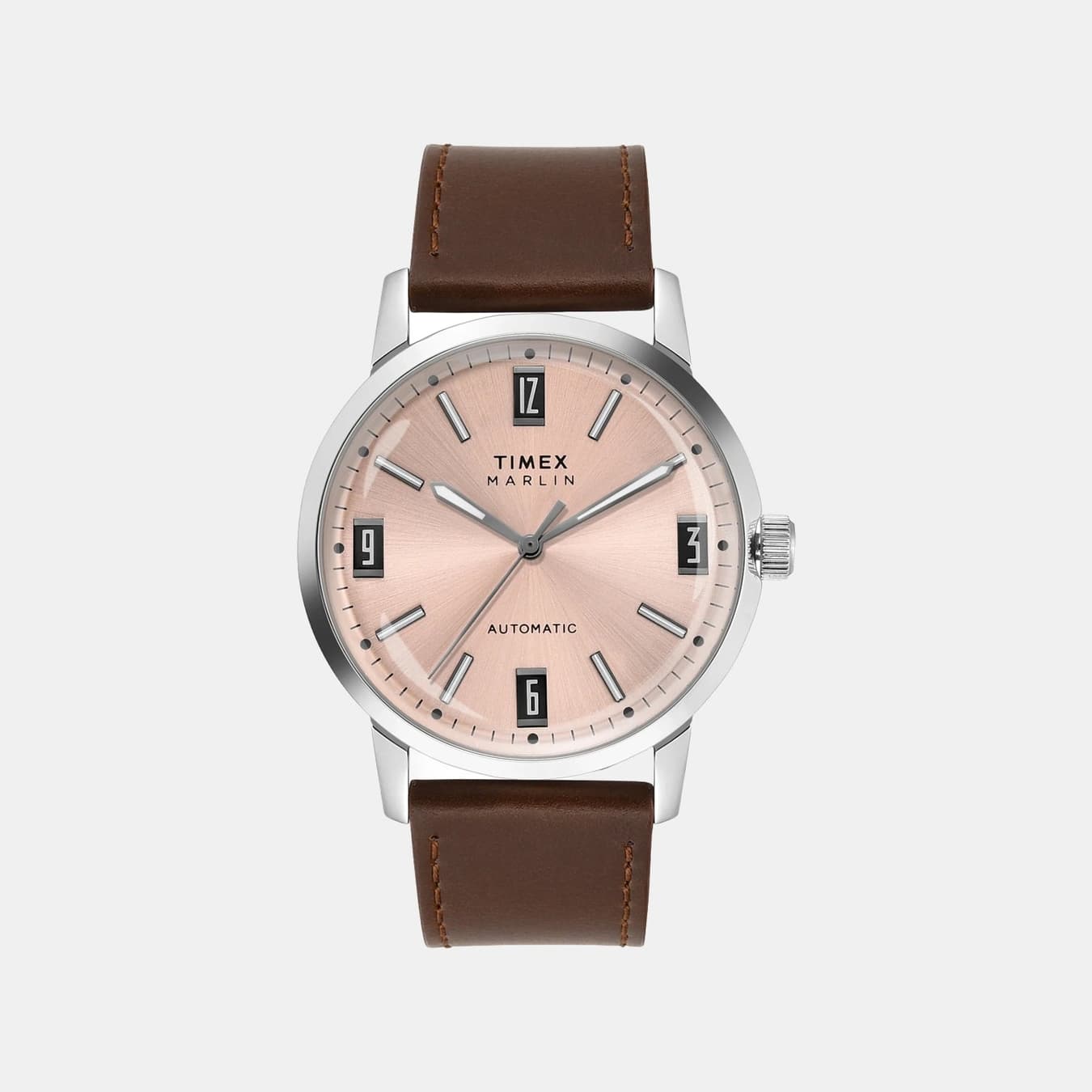 Marlin Men's Automatic Pink Dial Analog Leather Watch TWEG26701