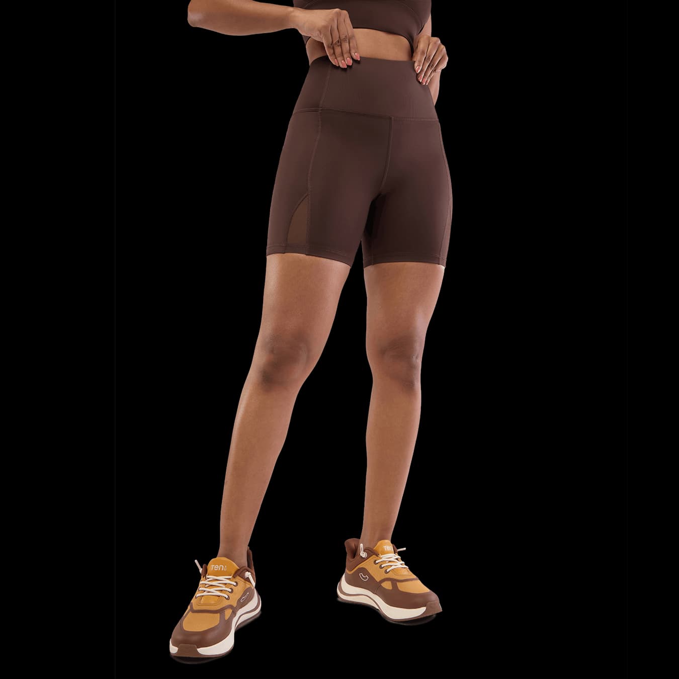 Women's Brown Casual Solid Slim Fit Elasticated Shorts