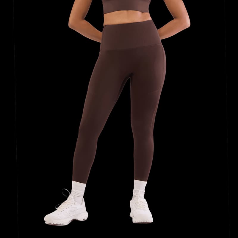 Women's Tall Brown Casual Solid Slim Fit Elasticated Leggings