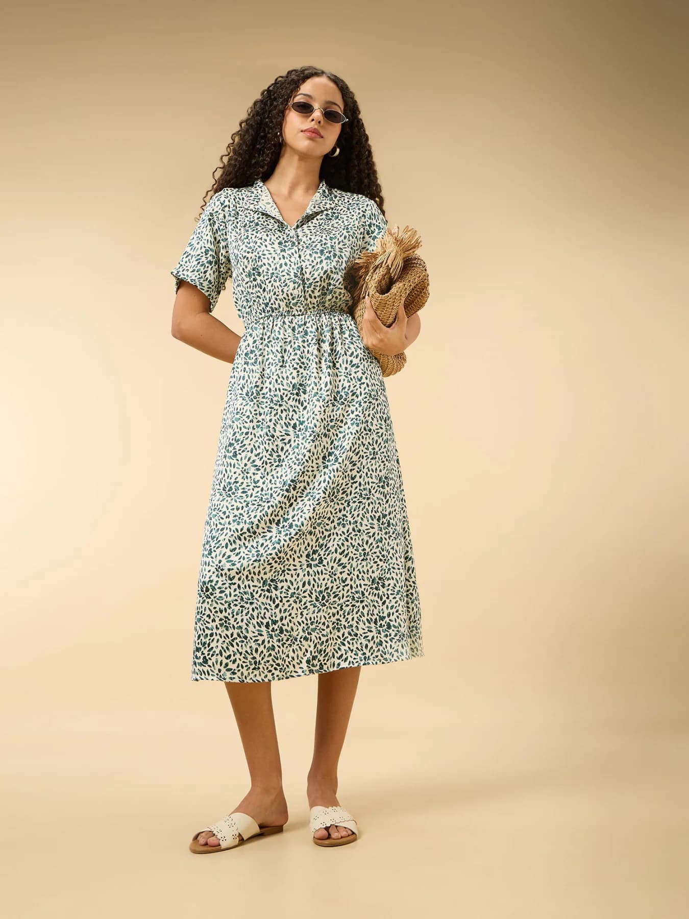 Women's Multicolor Half Sleeved Buttondown Dress