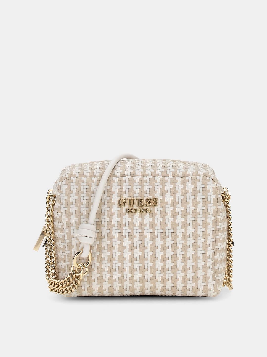 Women's Cream Textured Casual PU Crossbody Bag