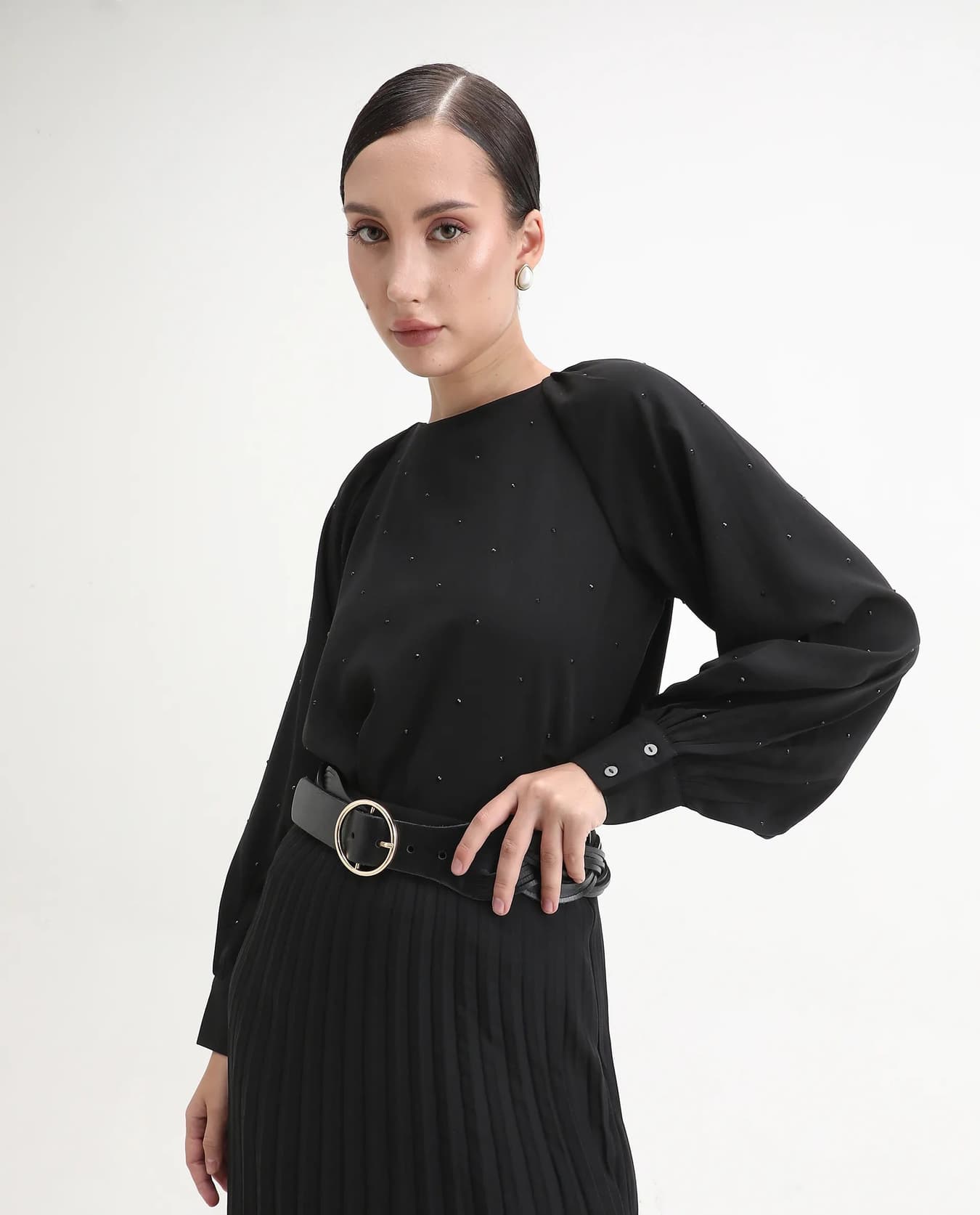 Women's Black Casual Solid Oversized Fit Top