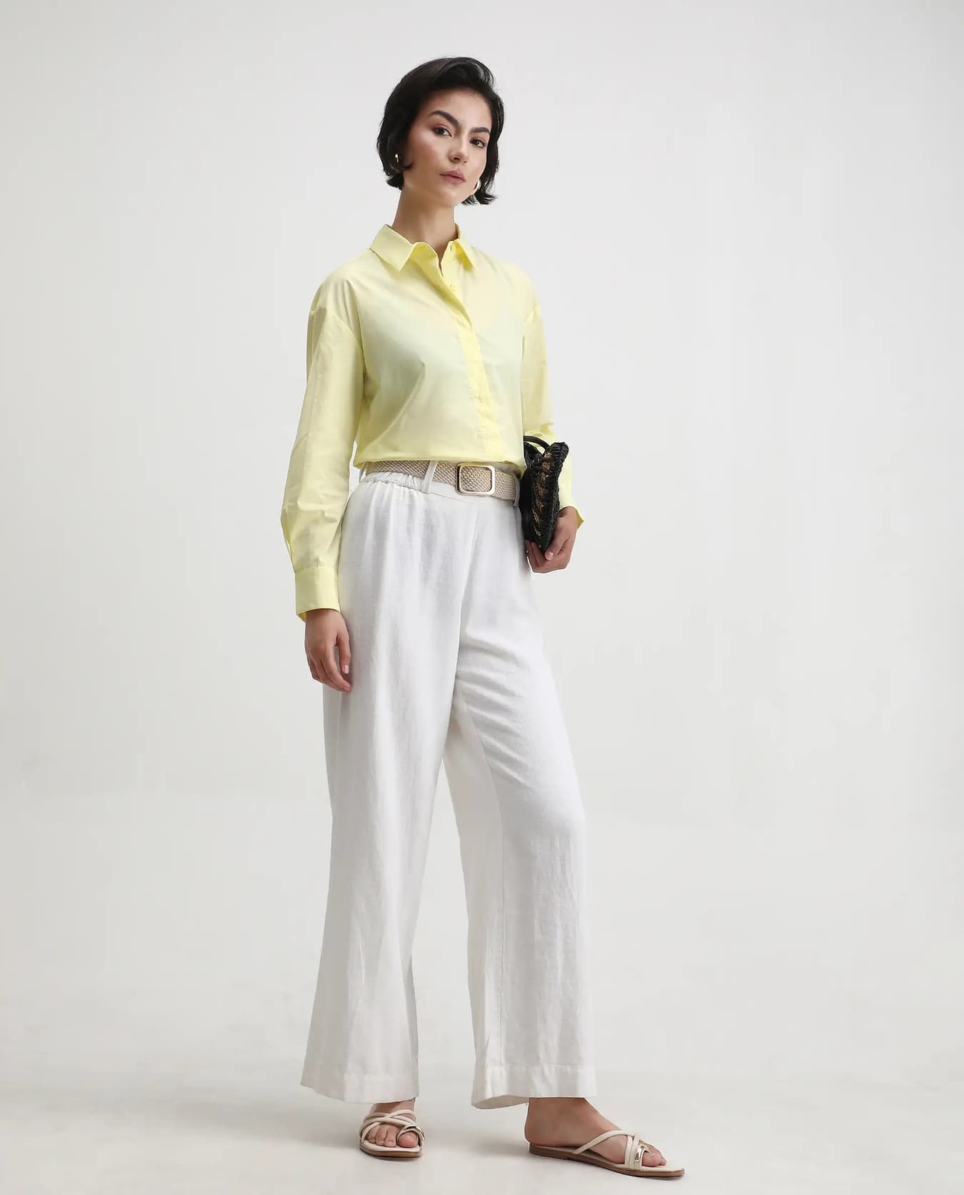 Women's Yellow Casual Solid Regular Fit Shirt