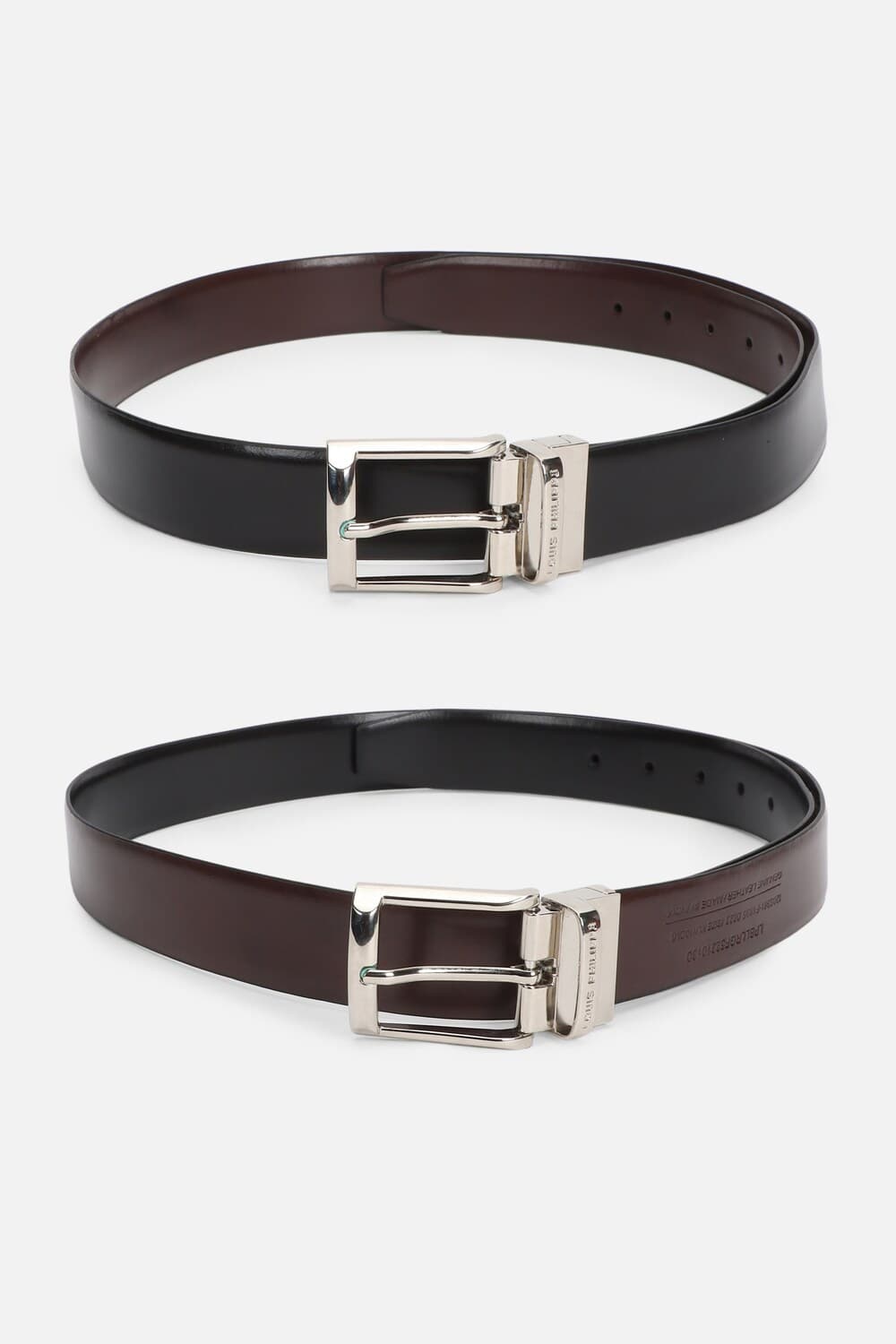 Men's Black & Brown Solid Leather Formal Belt