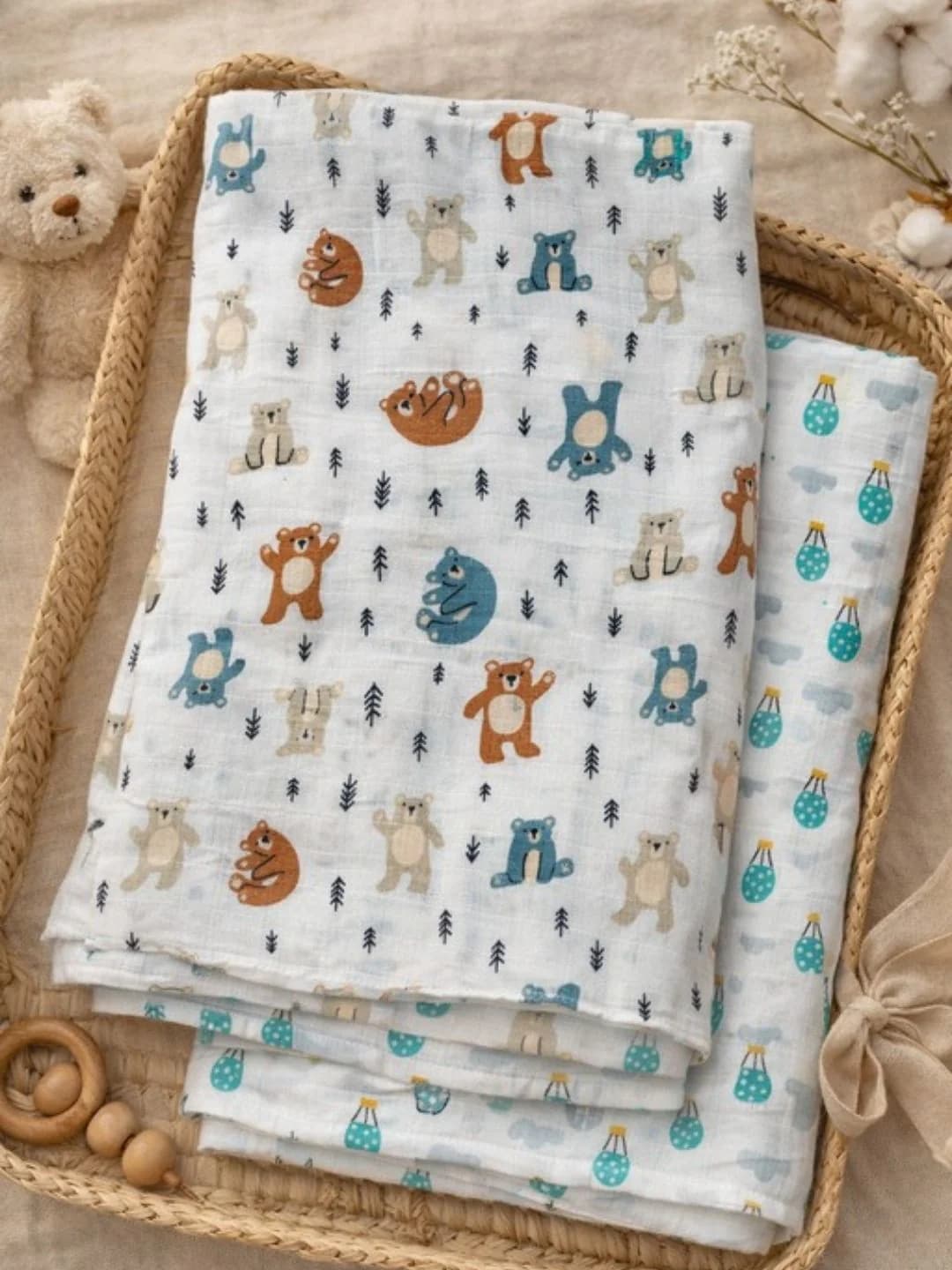 Baby Boys Muslin Cotton All-Over Print Woven Swaddles - Pack of 2