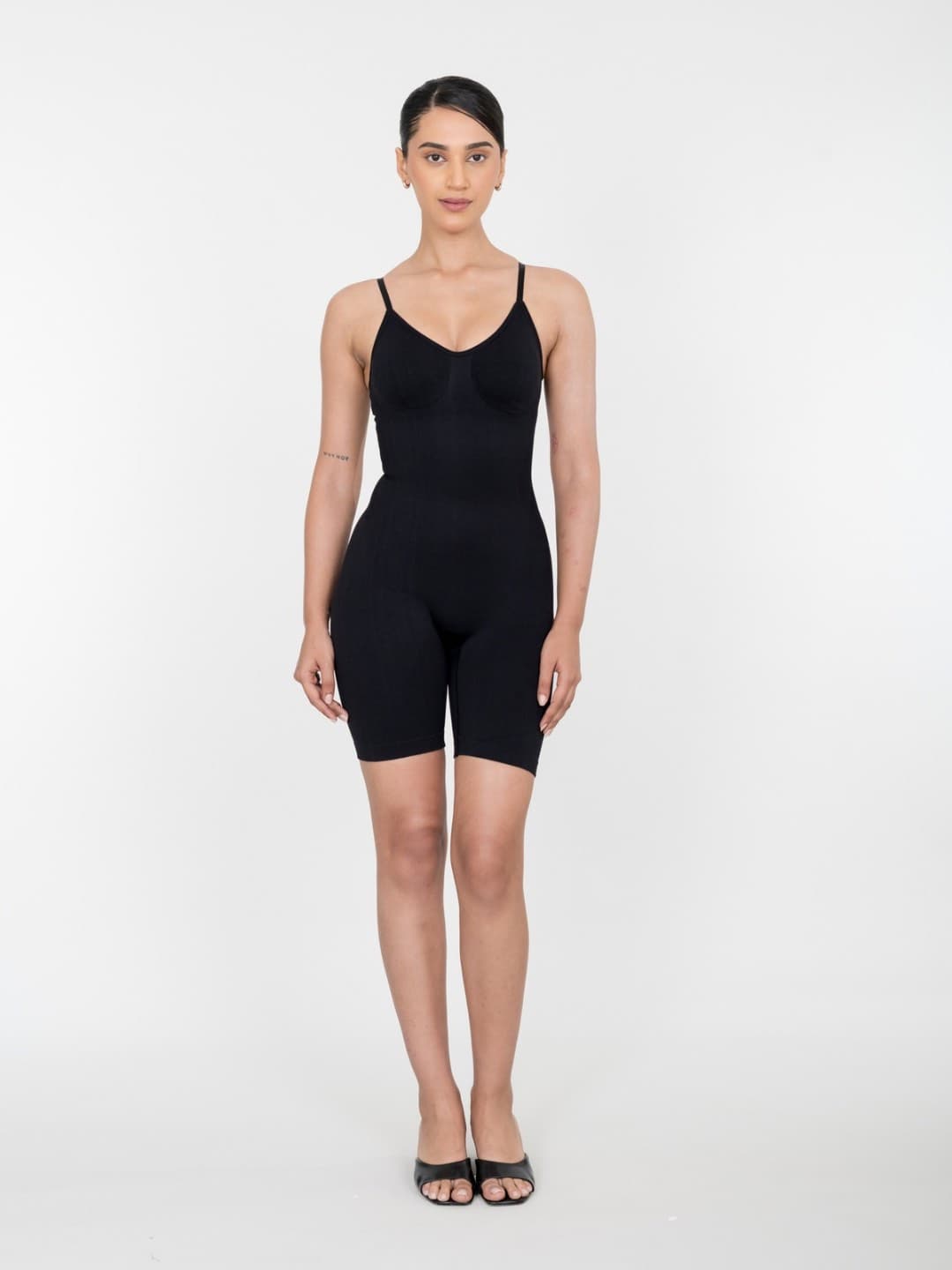 Women's Black Mid Thigh Bodysuits - Body Shaper