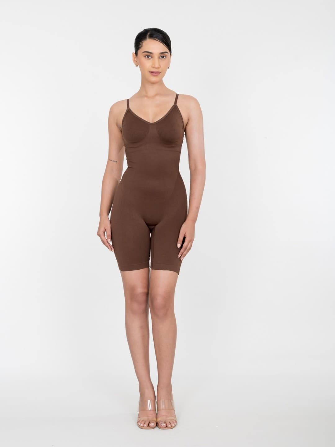 Women's Brown Mid Thigh Bodysuits - Body Shaper