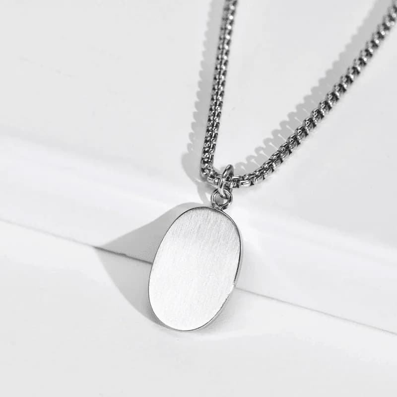 Men's and Boys Eclipse Black - Pure Titanium Steel Pendant with 24 Inch Round Box Chain
