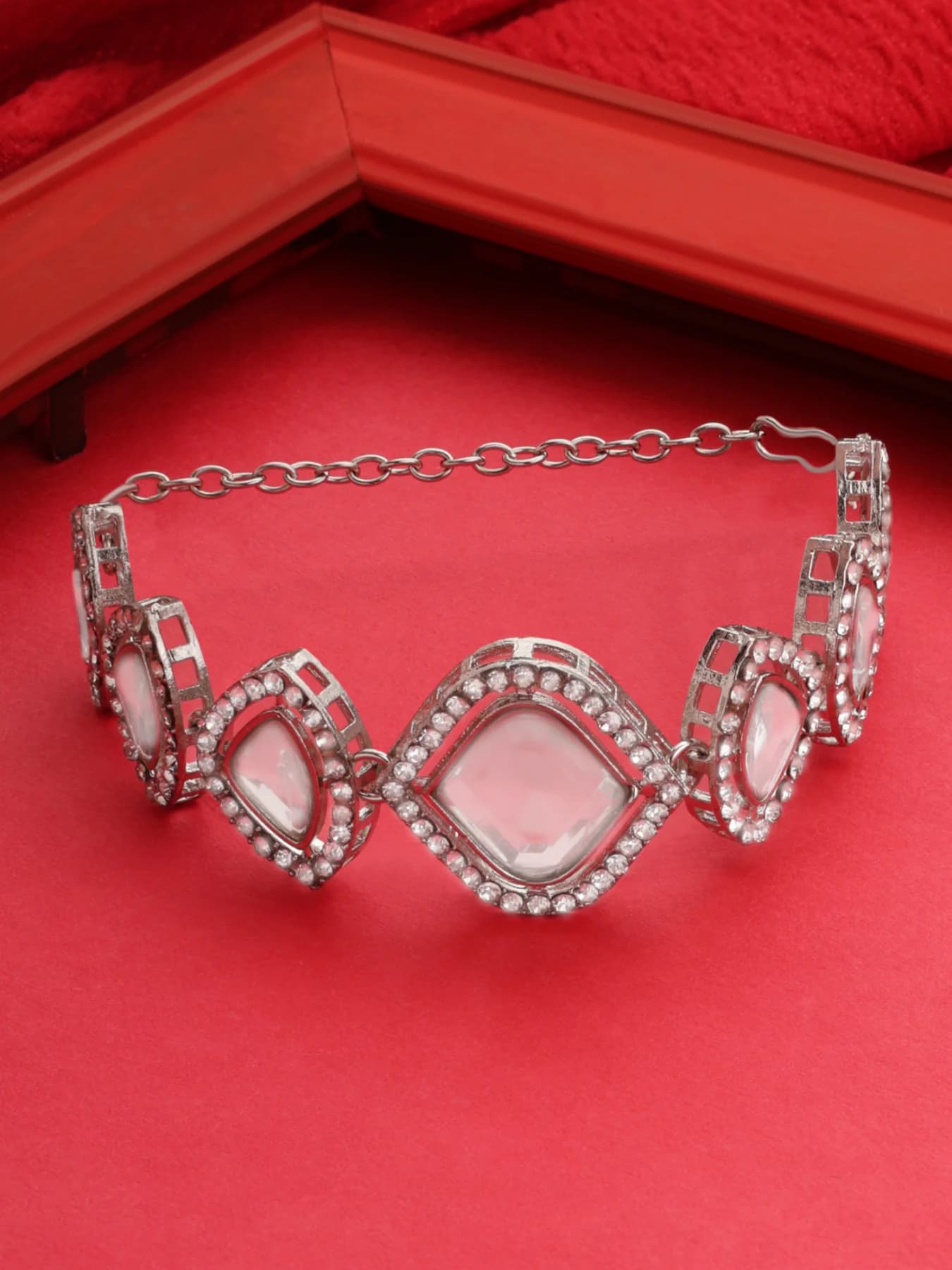 Women's Silver Tone Dazzling Austrian Diamonds and Stones Embellished Bracelet
