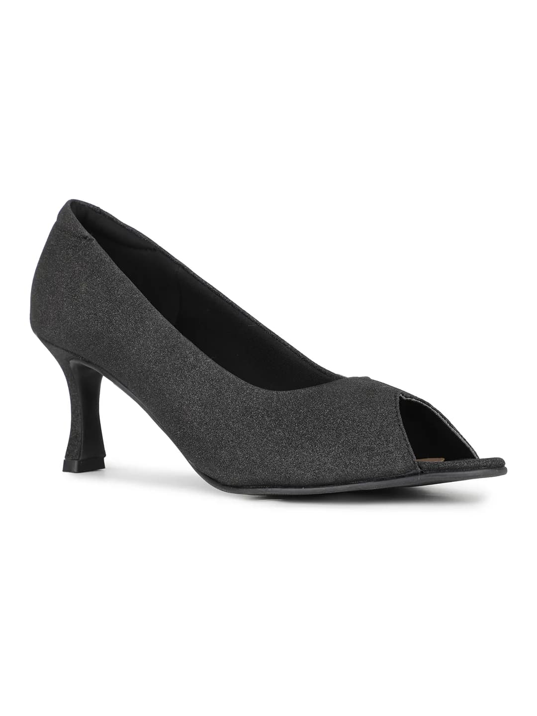 Women's Black Casual Pointy Toe Peep-Toes Heels