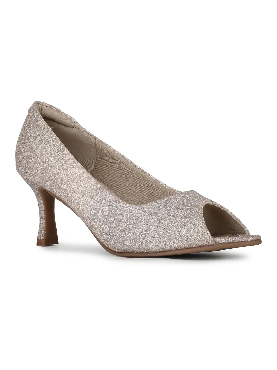 Women's Silver Casual Round Toe Peep-Toes Heels